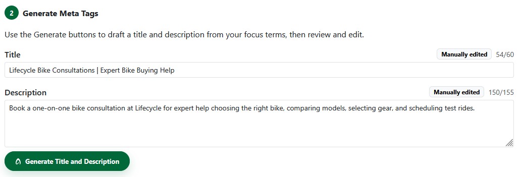 Generated SEO title and description