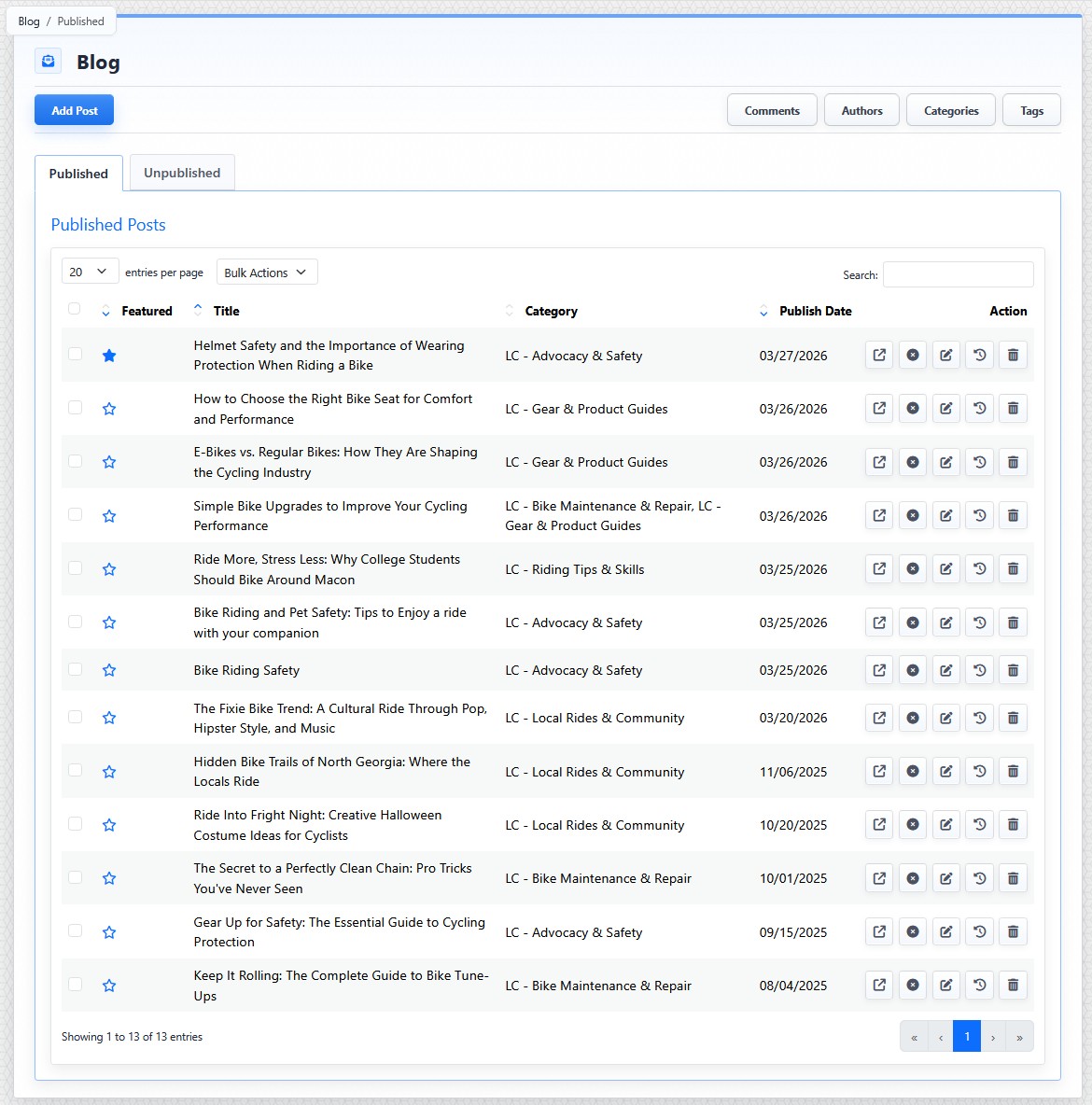 Blog list view