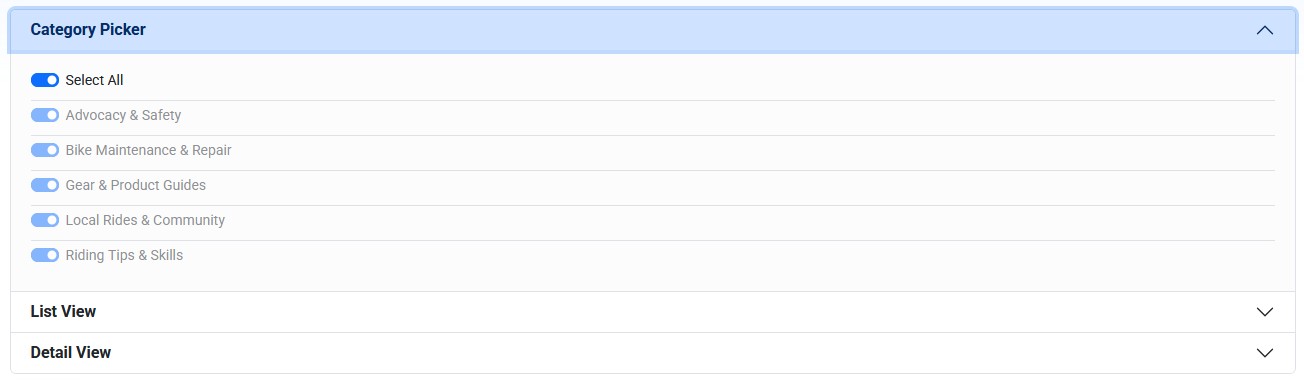 Blog Category Picker settings
