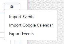 Calendar import and export menu