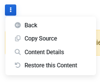 Edit History preview contextual menu with back, copy source, content details, and restore options