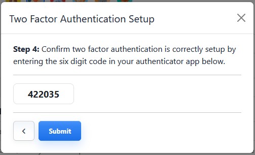Two-factor authentication setup step 4