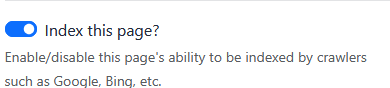 Index this page toggle in SEO Options