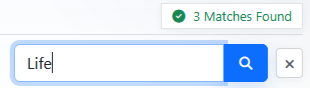 Menu Manager search field showing a search term and match count