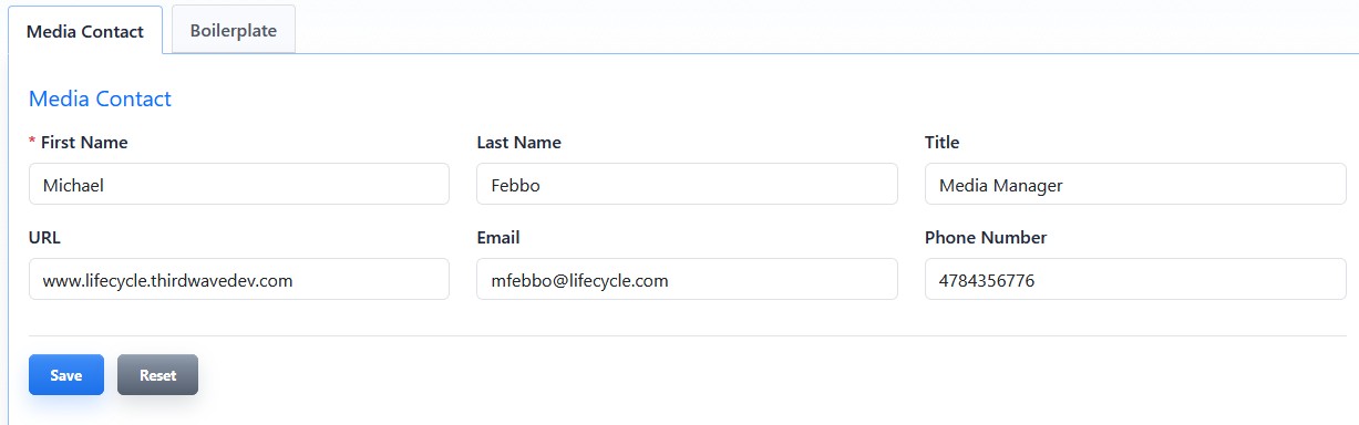 Editing a news media contact