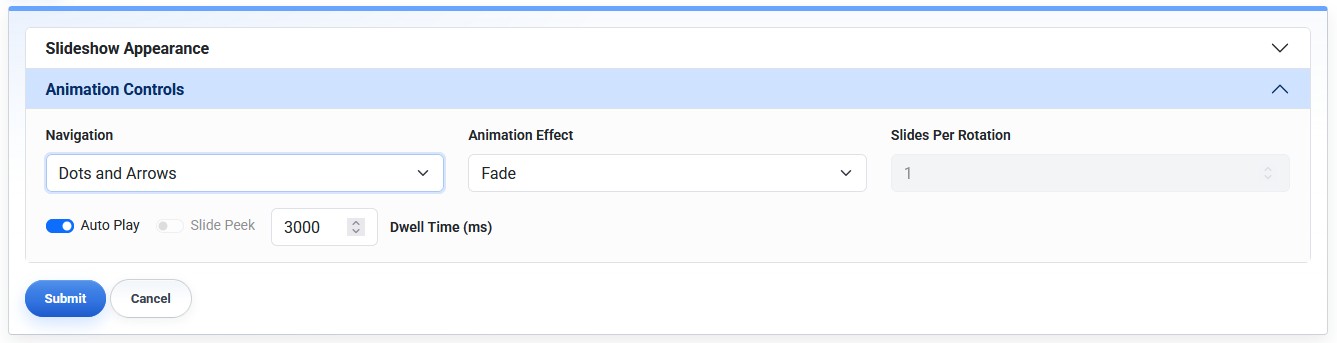 Slideshow Animation Controls