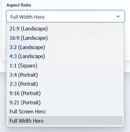 Slideshow aspect ratio options